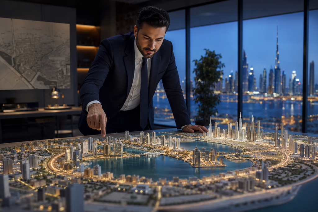 Property analyst reviewing Dubai neighbourhood growth areas